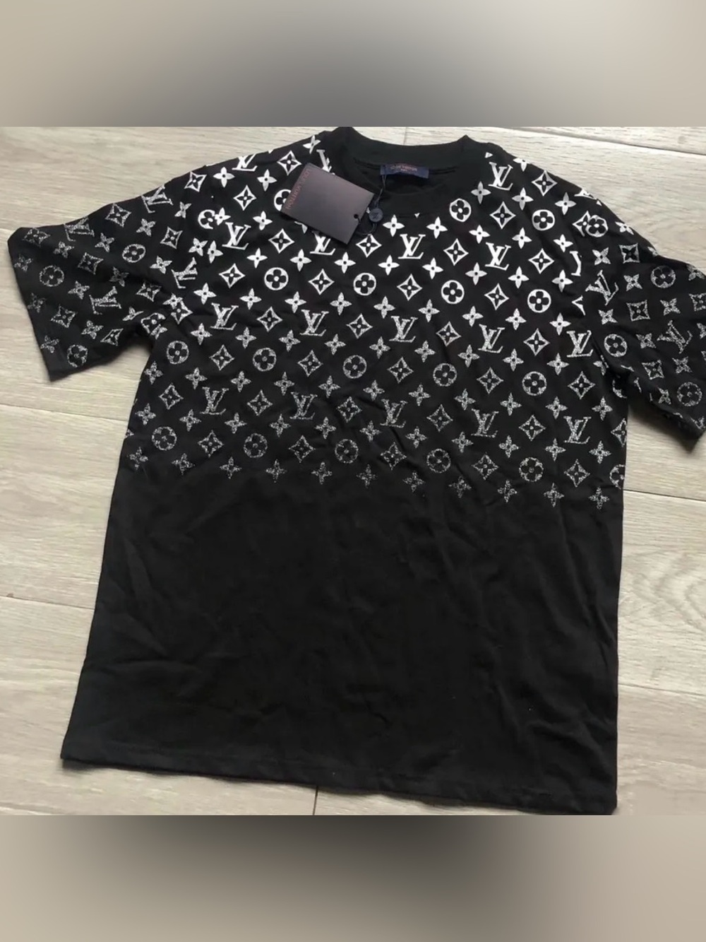 Louis Vuitton Black and White Monogram Short Sleeve Crew Tee